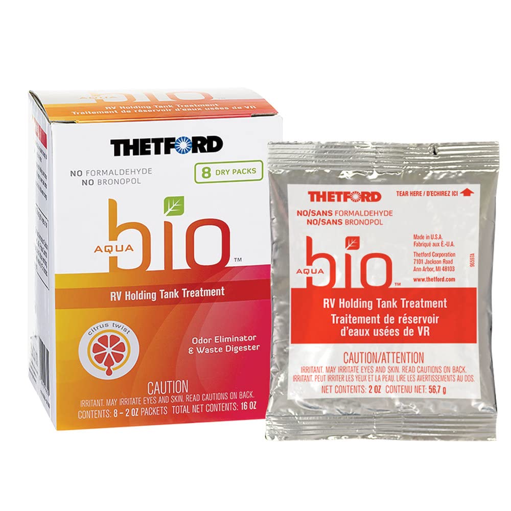 Thetford Aquabio 96600 Rv Holding Tank Treatment Citrus Twist Scent, Formaldehyde Free 8 Pack Dripack