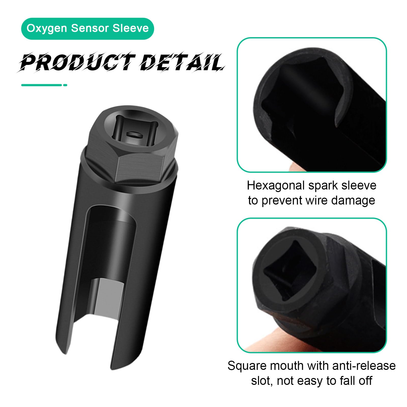 Suvnie Oxygen Sensor Socket With Side Wire Cutout, 1/2'' Drive X 7/8'' 6-Point O2 Sensor Wrench Removal Tool, Car Accessories Fo