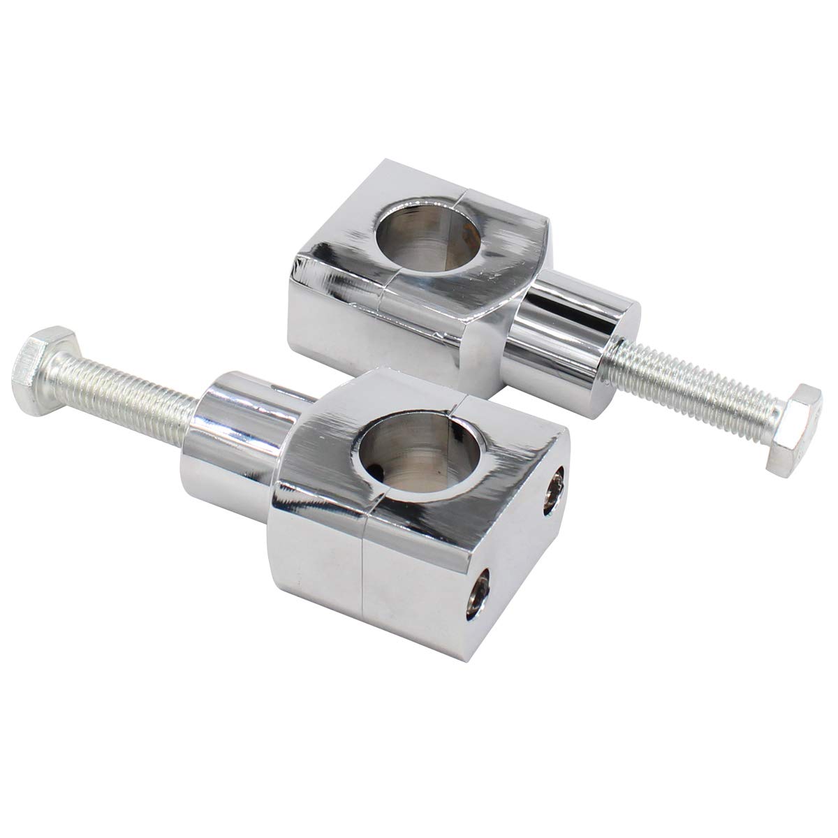 Applianpar Chrome Motorcycle 1 Inch Handlebar Risers Round Bar Mount Clamp For Honda For Kawasaki For Suzuki For Yamaha Sliver P