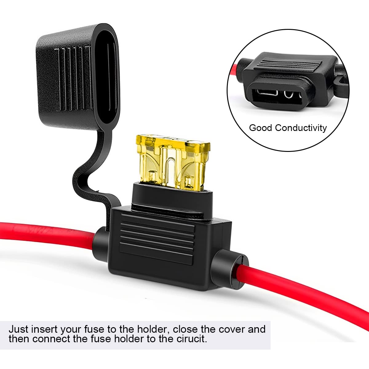 5Pcs Inline Fuse Holder, 10/12/14 Awg Gauge Copper Wire, Waterproof Atc/Ato Blade Fuse, Automotive Accessories Universal For Car