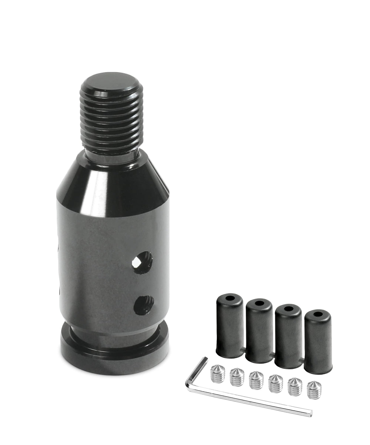 Yakefly Universal Gear Shift Knob Adapter,Aluminum Alloy Automatic Shifter Adapter Car Shift Knob Adapter,Shifter Knob Boot Retainer Gear Stick Connector For Non-Threaded Manual Gear M12X1.25 (Black)