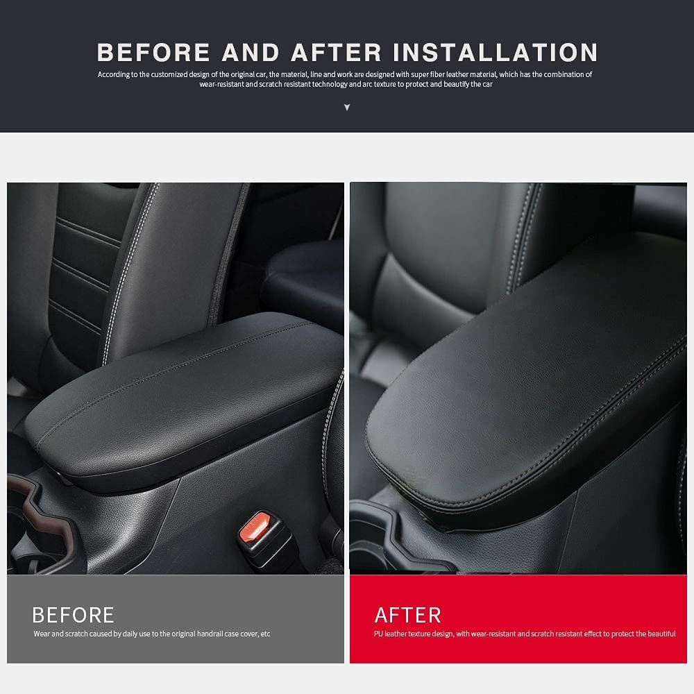 INTGET Center Console Armrest Cover for Toyota RAV4 Accessories 2024 2023 2022 2021 2020 2019 Leather Middle Console Lid Cover P