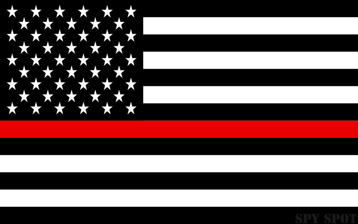 Thin Red Line US Flag Stickers | Set of 4 | 4 x 2.5 | Decals Black White and Red Support Firefighters and EMT UV Resistant W