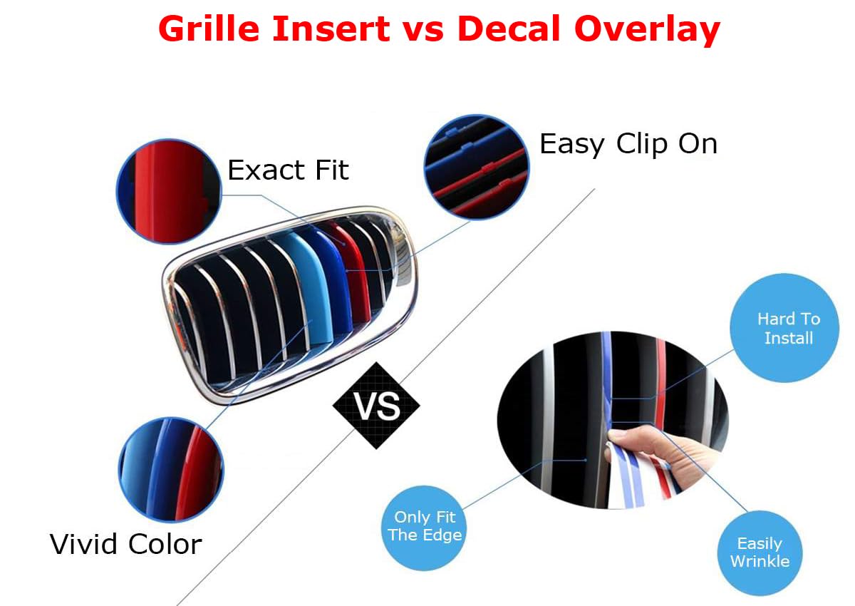 Ijdmtoy Exact Fit M-Color Grille Insert Trims Compatible With Bmw 2014-2018 F15 X5 And 2015-2016 F16 X6 (Does Not Fit 2017 X6) Center Kidney Grill