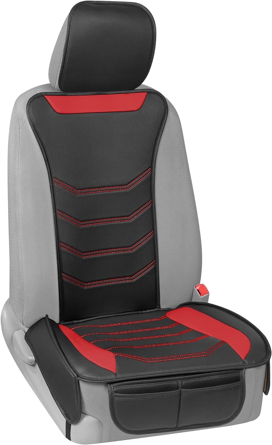 Motor Trend Luxefit Red Seat Cover For Cars Trucks Van Suv (1 Piece), Premium Faux Leather Car Seat Cover, Easy To Install Autom