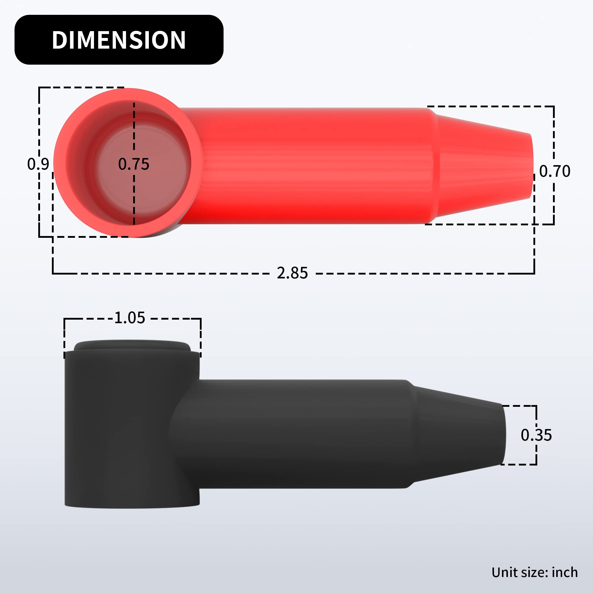 RVBOATPAT 10Pack Battery Terminal Cover for 1/4'',5/16'',3/8'' Battery Post, Silicone Stud Terminal Cover Protector Boot fit 4 t