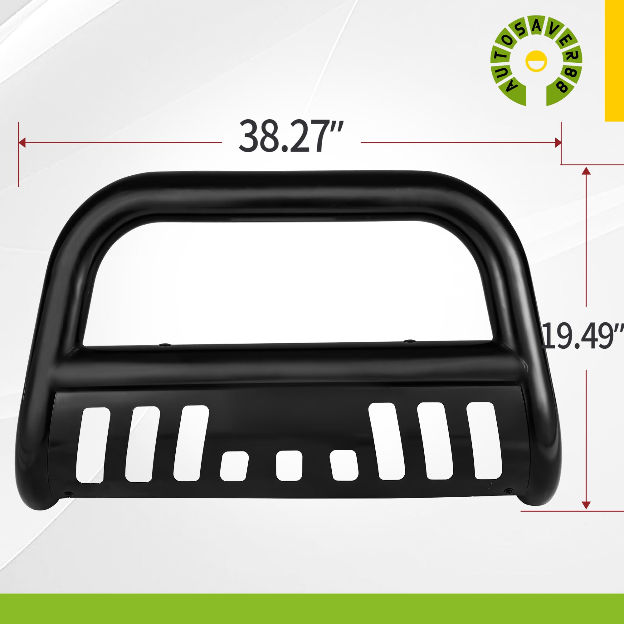 Autosaver88 Bull Bar Compatible For 2004-2023 Ford F150 F-150 Black Hd Heavy Duty 3'' Tube Brush Push Front Bumper Grill Grille