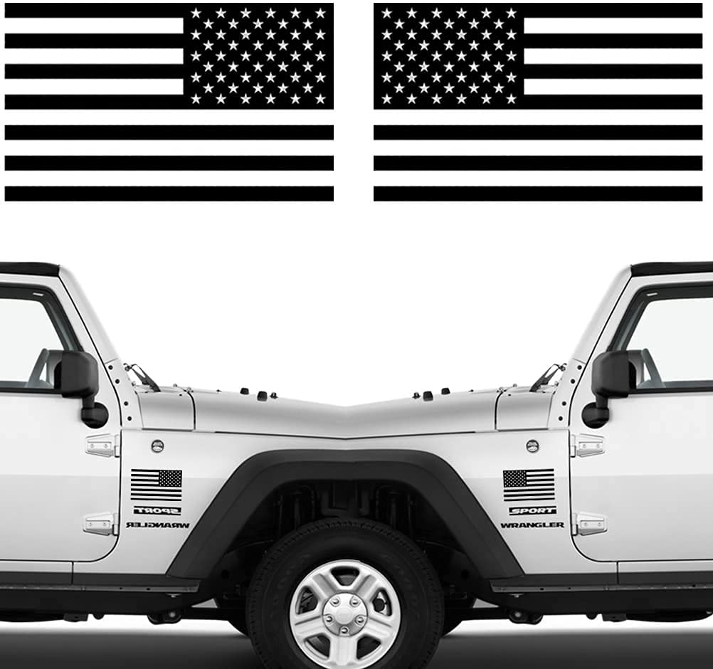 Die Cut Subdued Matte Black American Flag Sticker 3'' X 5'' Tactical Military Flag USA Decal Great for Car, Hard Hat. Car Vinyl 