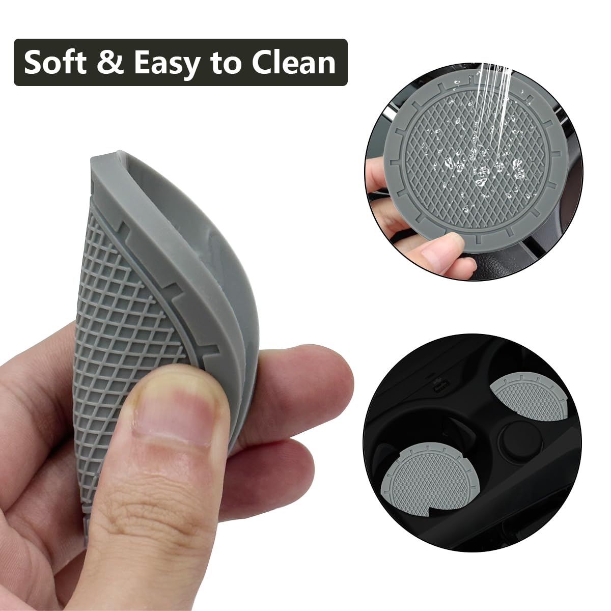 Cup Holder Coaster, 4 Pack 2.75 Inch Diameter Pvc Non-Slip Universal Insert, Durable Car Accessory For Most Interiors, Suitable