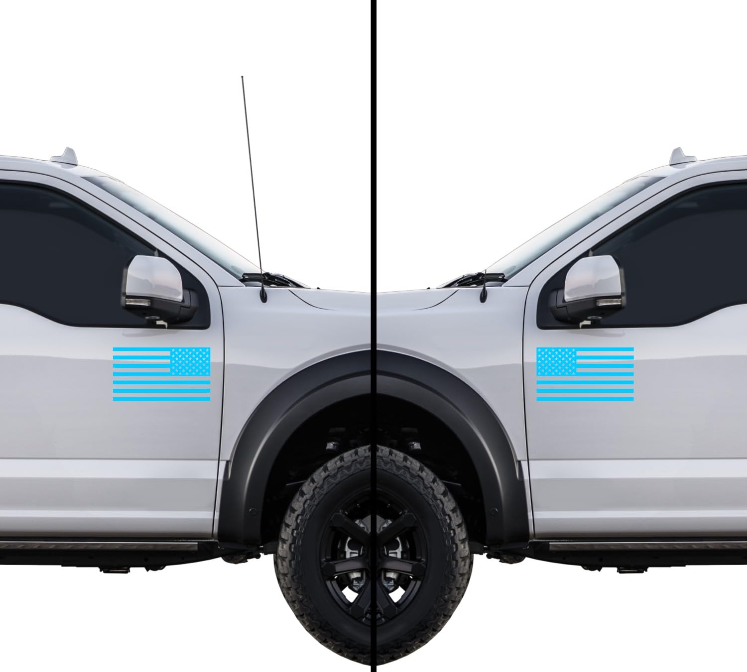 American Us Flag [Pick Color/Size] Vinyl Decal Sticker For Laptop/Car/Truck/Window/Bumper (18In Subdued Pair, Matte Light Blue)