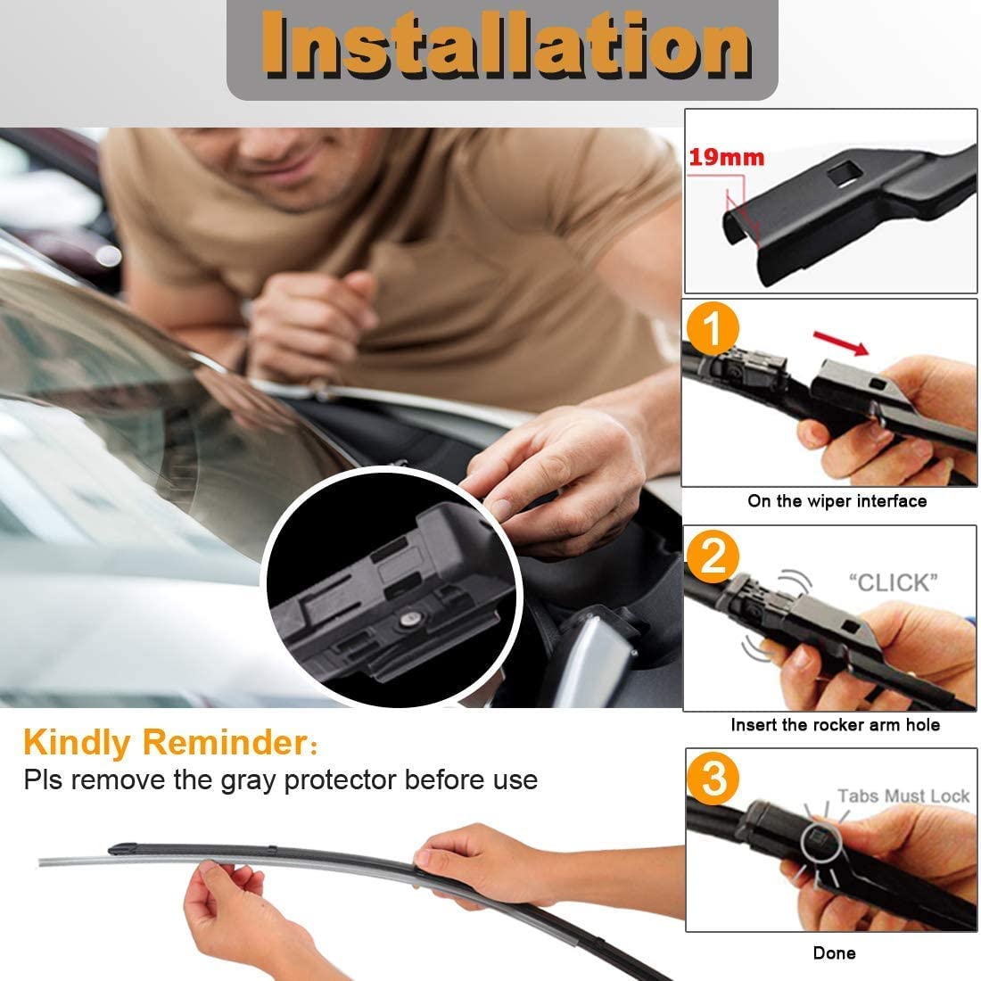 AUTOBOO Windshield Wiper Blade Set for Buick Encore & Chevy Trax 2013-2021, 26+14, Original Equipment, 1 Year Warranty