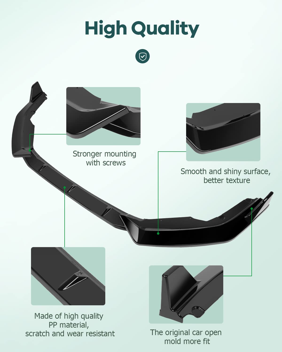 Scitoo Glossy Black Front Bumper Lip Fits For 2020-2021 For Nissan Sentra Pp Front Lip Spoiler