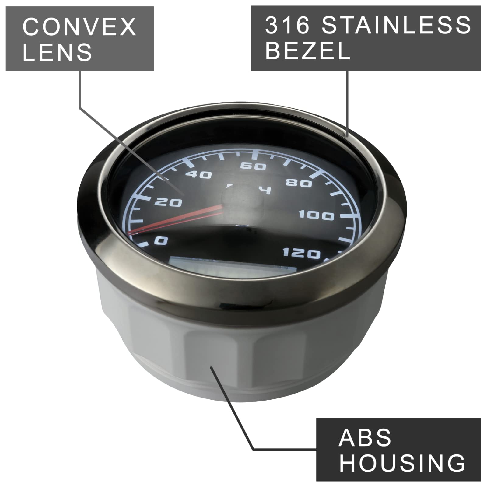 Motor Meter Racing W Pro 85Mm 3-3/8'' Gps Speedometer Digital Odometer 220 Kmh Waterproof Black Dial White Led For Car Truck Mar