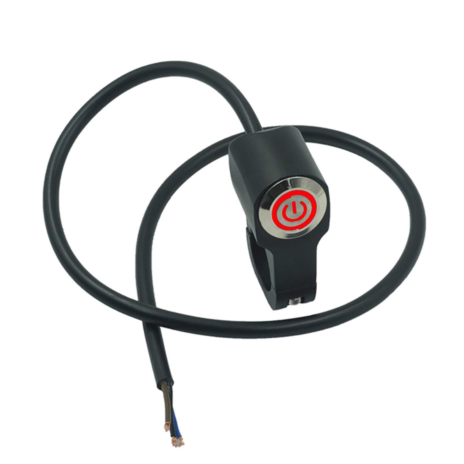 RAYANA 7/8'' 22mm Motorcycle Handlebar Switch Waterproof Push Button for Horn Start Button Switch Aluminum Alloy (RED-Momentary 