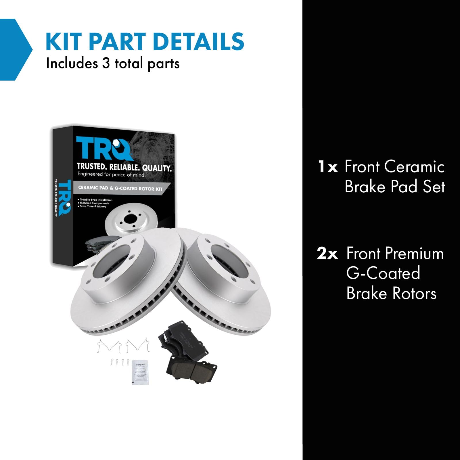 Trq Front Brake Pad & Rotor Kit Brake Pads Brake Rotor Ceramic Premium G-Coated Compatible With 2003-2007 Toyota Sequoia 2000-20
