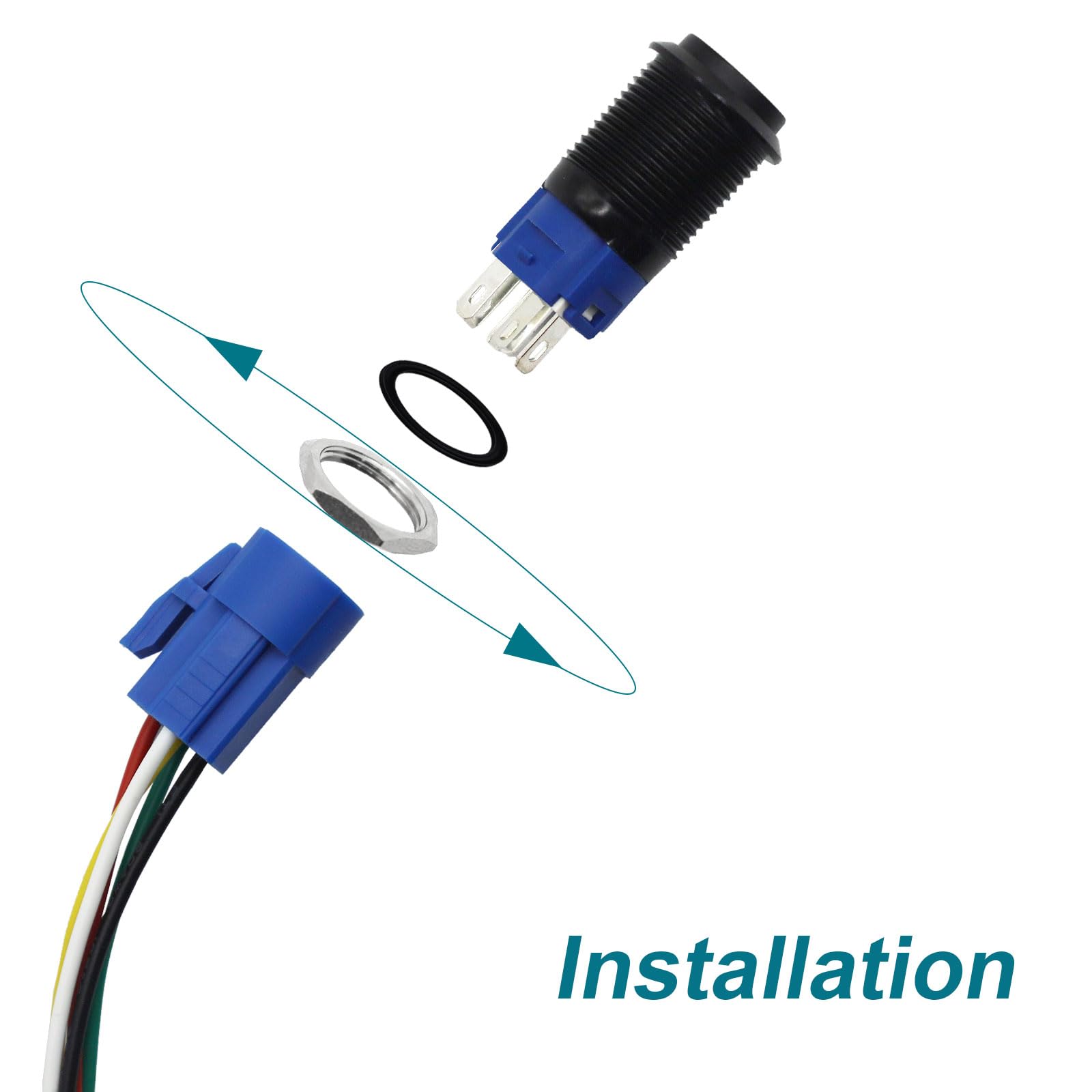 Gephynm Horn Button, Momentary Push Button Switch, Horn Switch For Car Modification, Push Button Switch A Tail Plug Harness