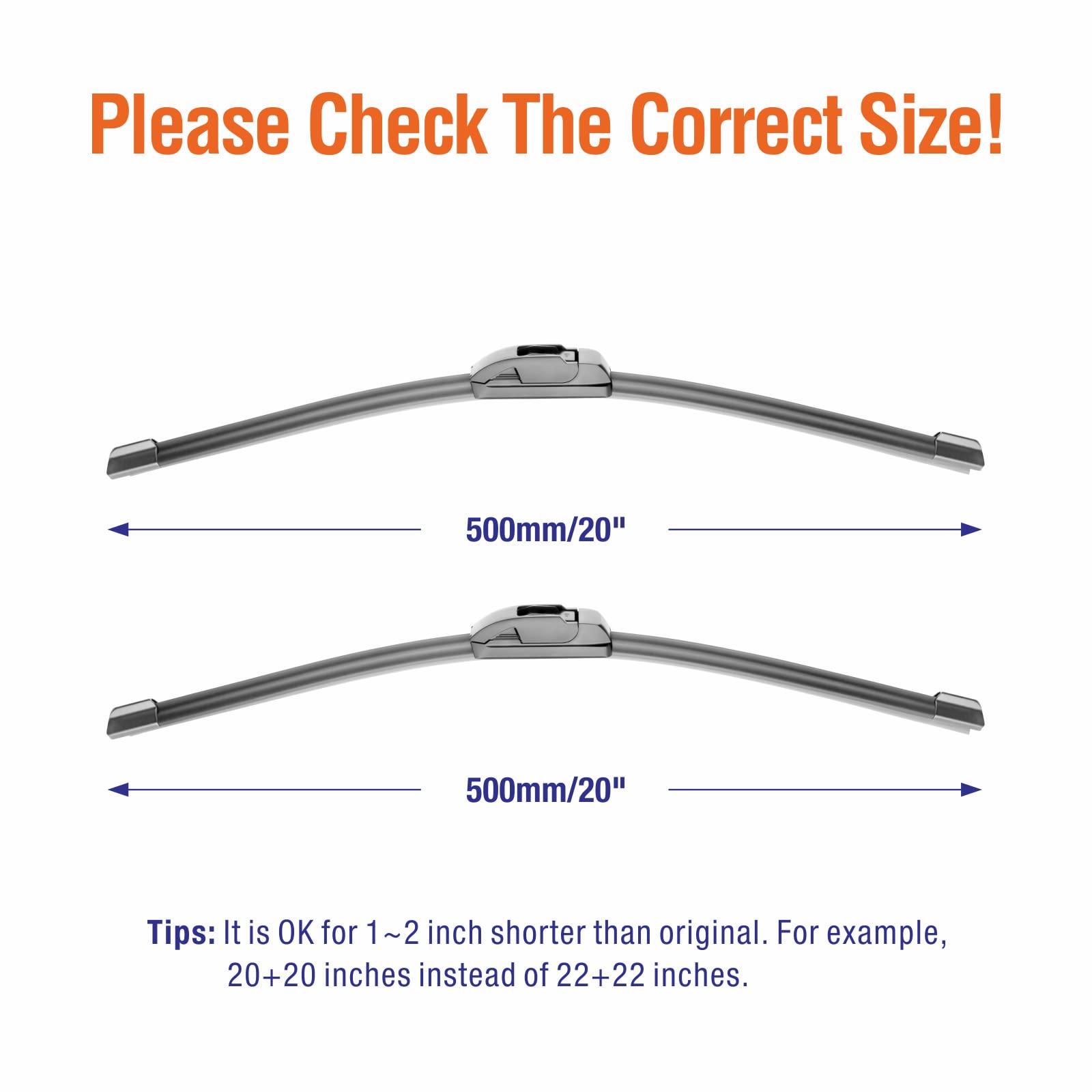 Wowiper Wiper Blades 20'' + 20'' Automotive Replacement Windshield Wiper Blades For My Car Premium All-Seasons Oe Quality Wipers