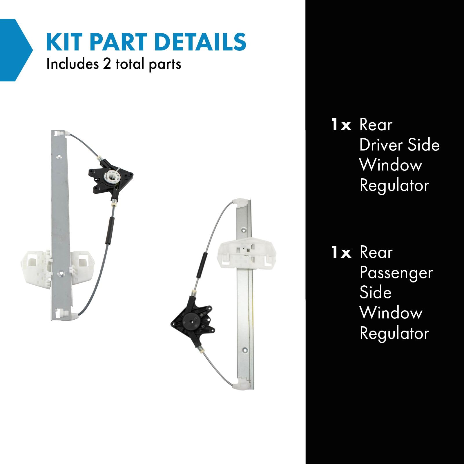Trq Rear Power Window Regulator Set Compatible With 2007-2018 Jeep Wrangler 2018 Wrangler Jk Ch1550109 Ch1551109