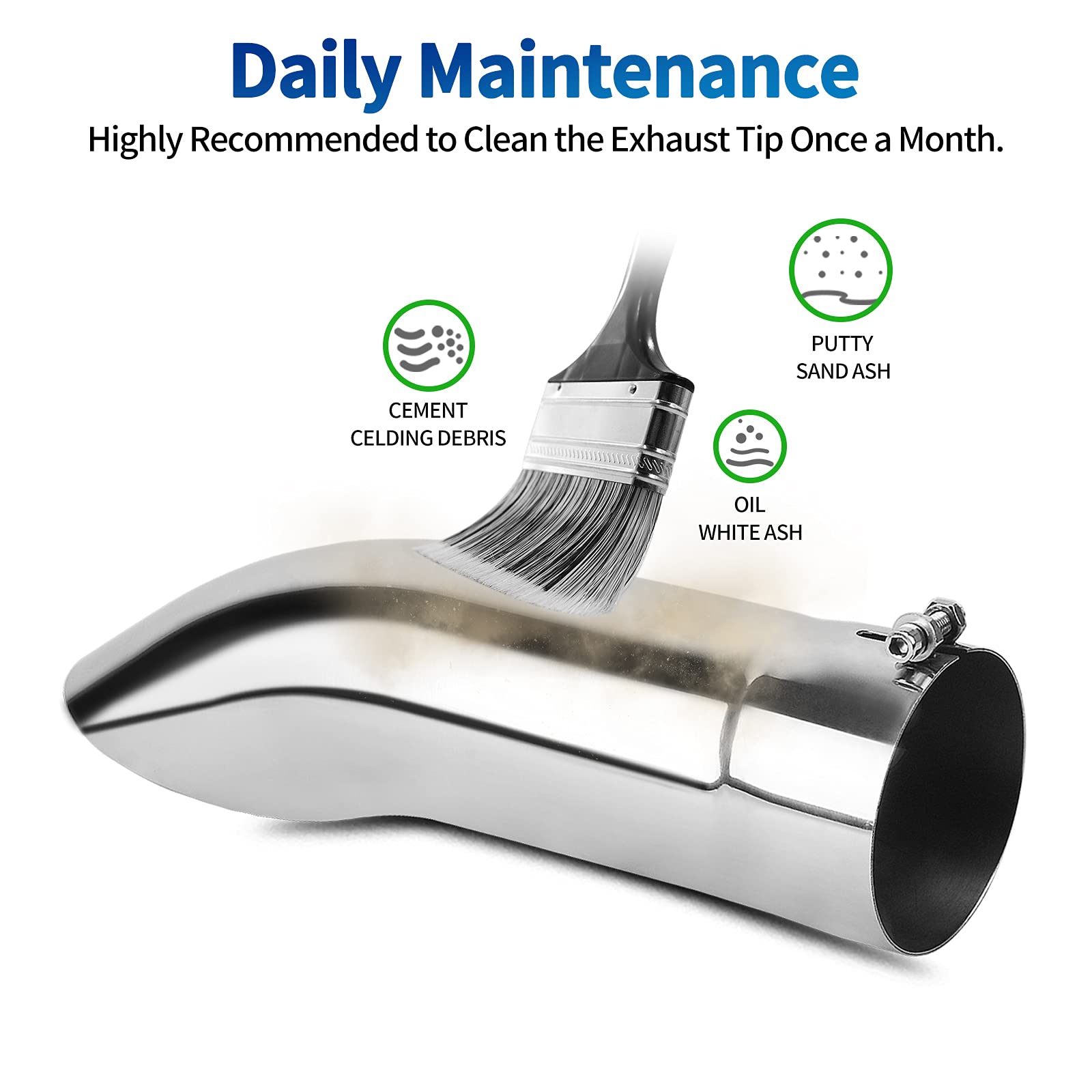 Autosaver88 4 Inch Inlet Exhaust Tip, 4 Inlet 4 Outlet 15 Overall Length Stainless Steel Turn Down Tailpipe Chrome-Plated Exhaust Tips