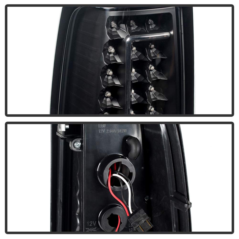 Acanii - For 2003-2006 Chevy Silverado 1500 2500Hd 3500Hd Black Housing [C-Strip] Led Tail Lights Brake Lamps Left+Right