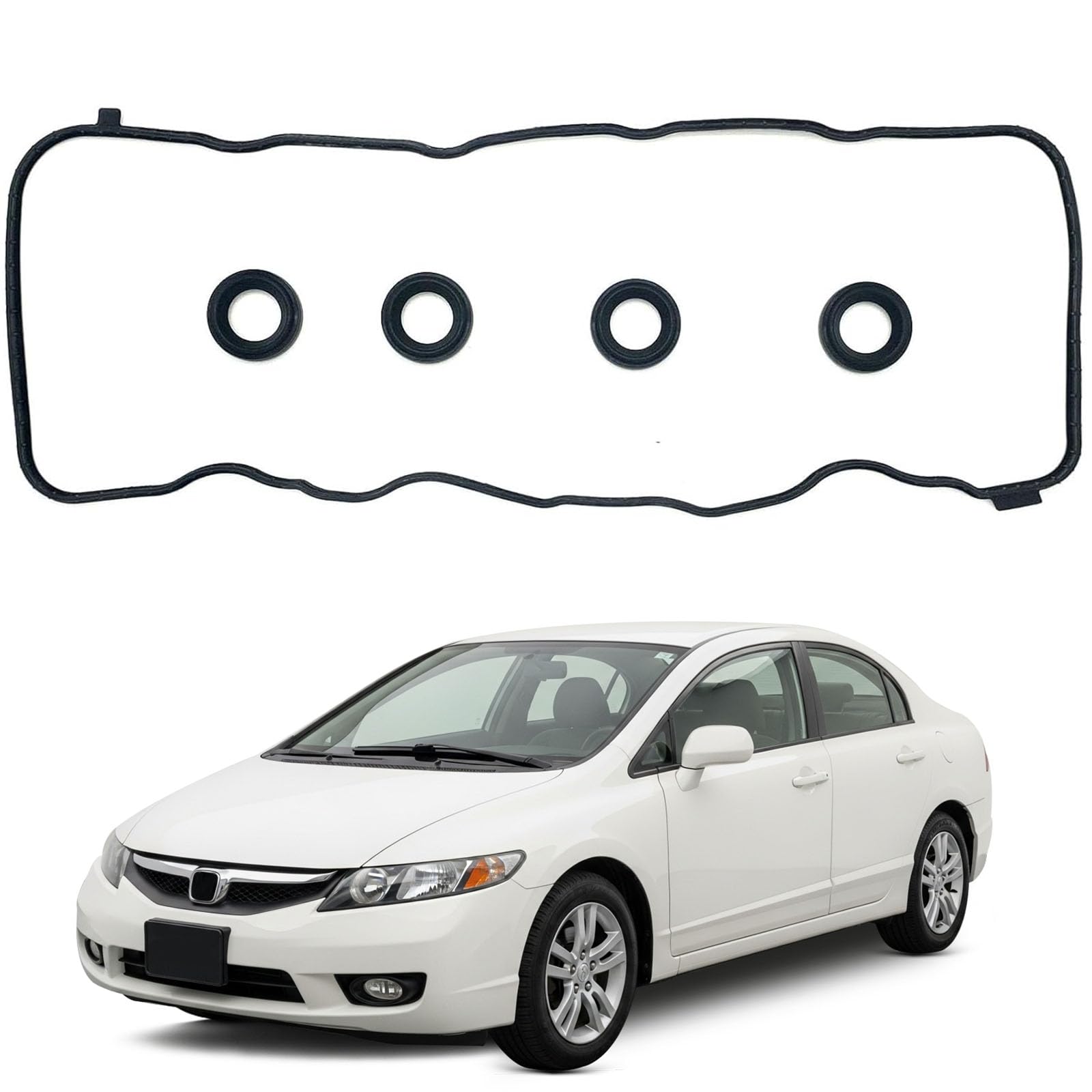 KERAIDMOTO VS50741R Engine Valve Cover Gasket Set Compatible with 1.8L 2006-2015 Honda Civic, 2016-2017 Honda HR-V 1.8L, 2013-20