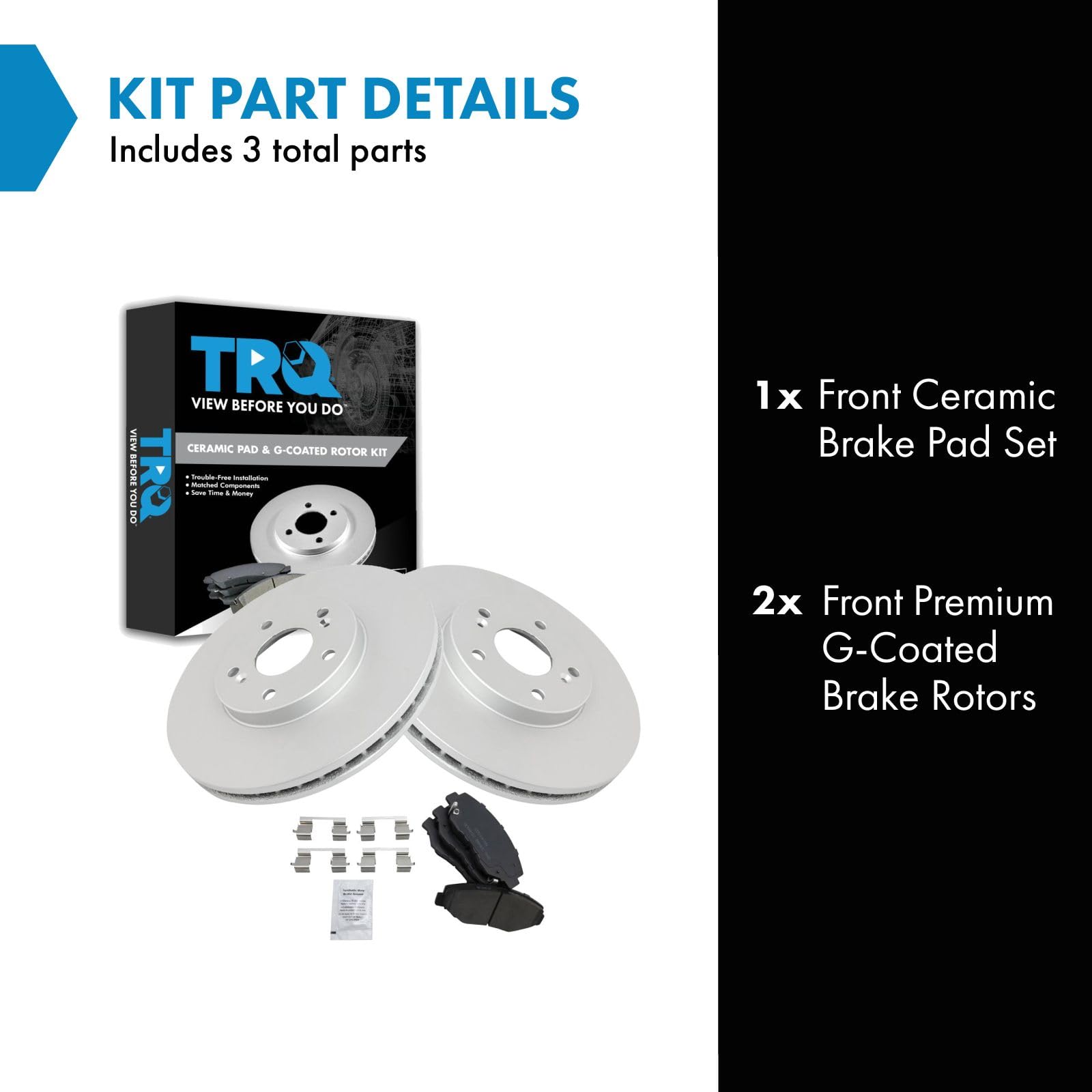 Trq Front Brake Pad & Rotor Kit Brake Pads Brake Rotor Ceramic Premium G-Coated Compatible With 2003-2008 Honda Pilot