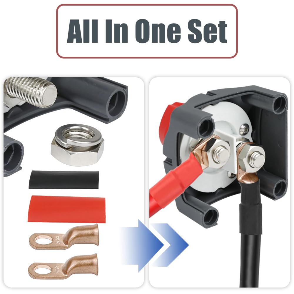 275A Battery Disconnect Switch, 12-48V Battery Shut Off Switch with Installation Accessories, Battery Cut Off Kill Switch for Ca