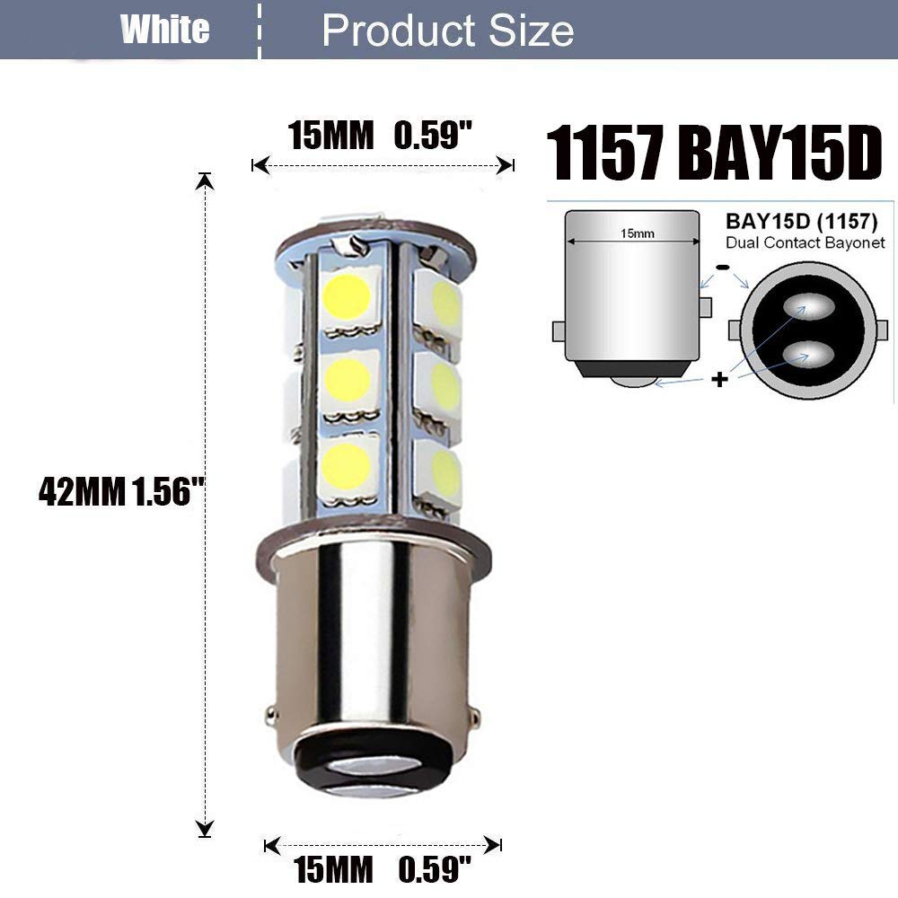Blyilyb 6-Pack 6500K White 1157 2057 2357 7528 Bay15D Led Bulbs 5050 18-Smd Replacement Lamps For 12V Interior Rv Camper Trailer