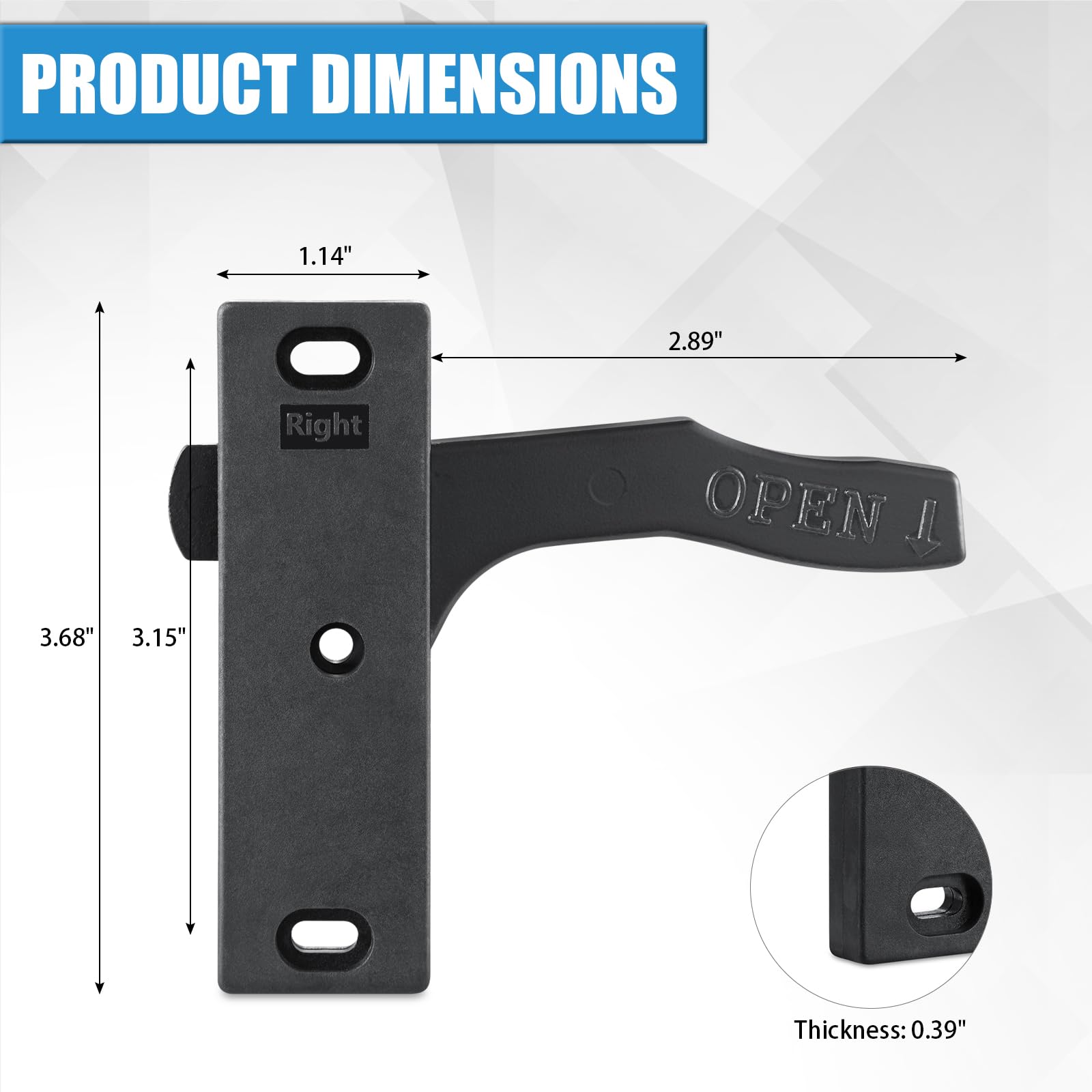 RV Screen Door Latch (Right Hand), Screen Door Handle Latch Replacement Kit for RV Camper, Motorhome, Travel Trailer