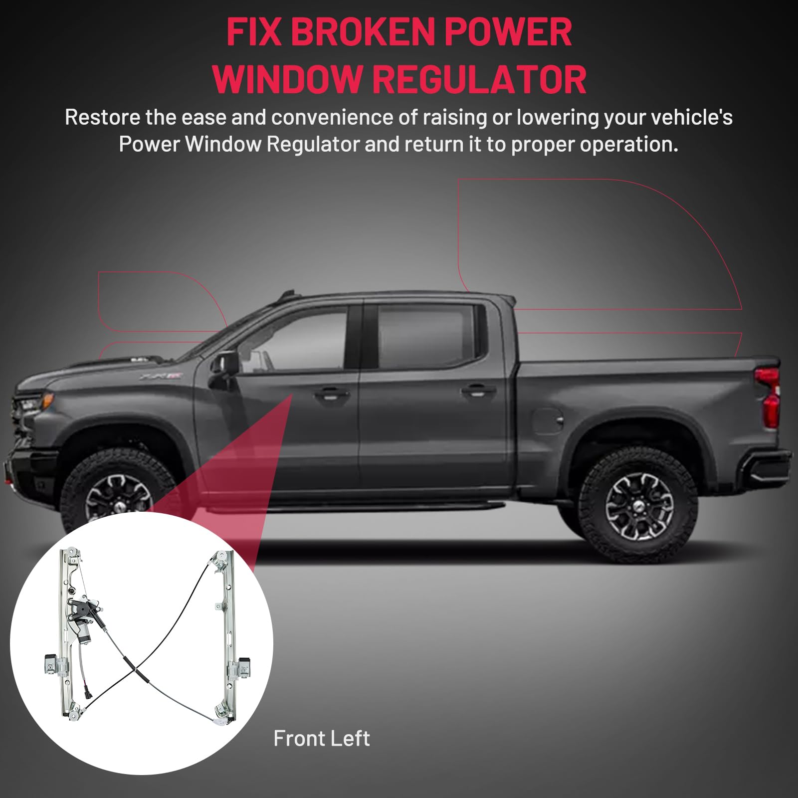 BDFHYK 741-644 Power Window Regulator with Motor Front Left Driver Side for Chevy Silverado, Tahoe, Suburban, Avalanche 1500 250