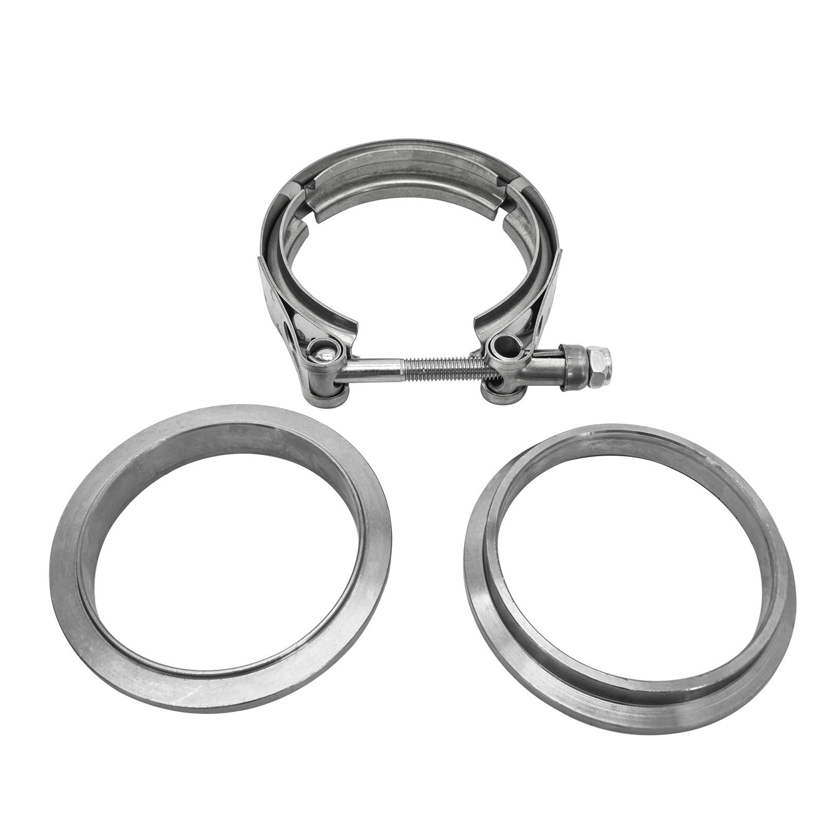 2X 2.5' Inch Stainless Steel V-Band Bolt Clamp With 2 Pcs Male Female Flanges Stainless Steel