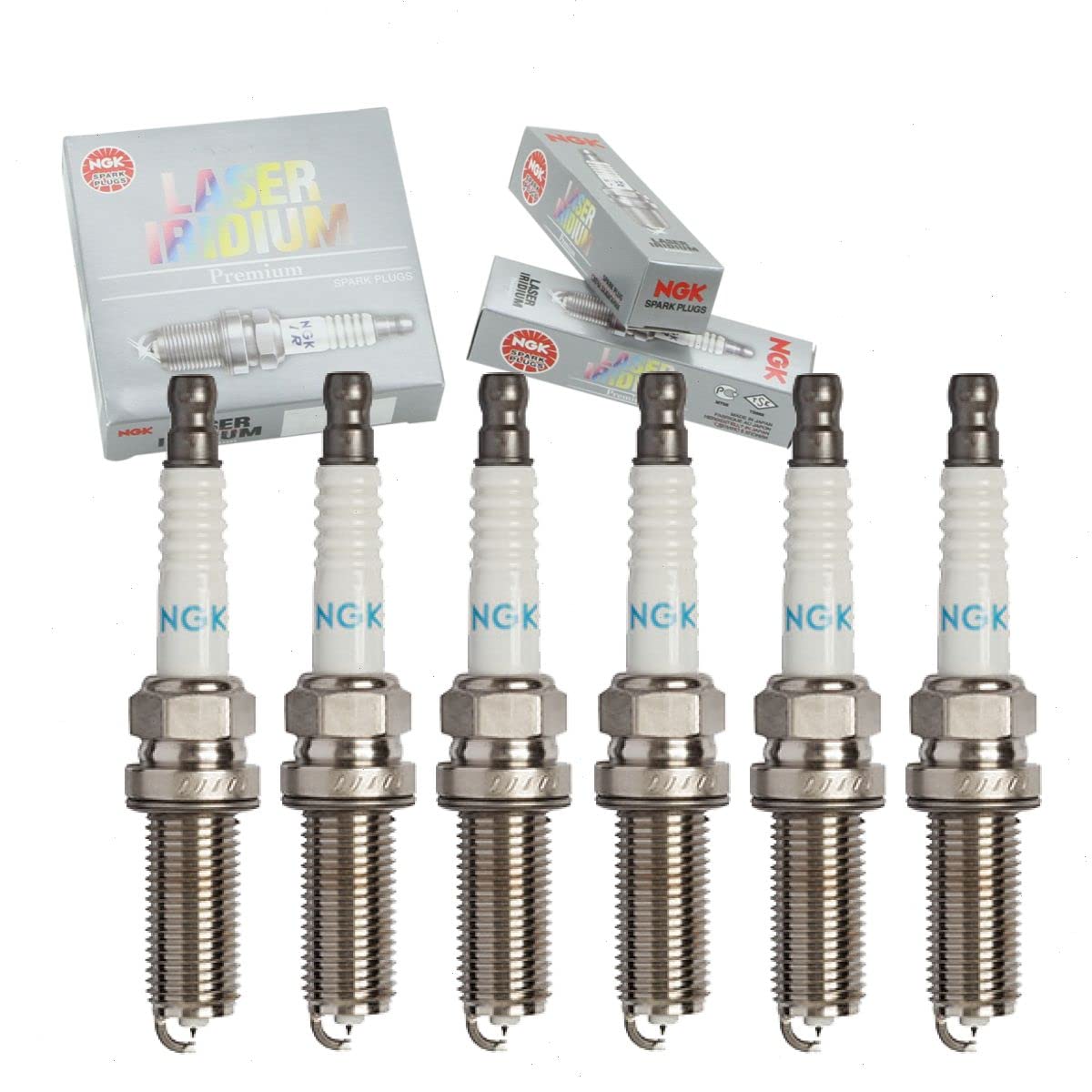 6 pc NGK Laser Iridium Spark Plugs compatible with Maserati Ghibli 3.0L V6 2014-2020