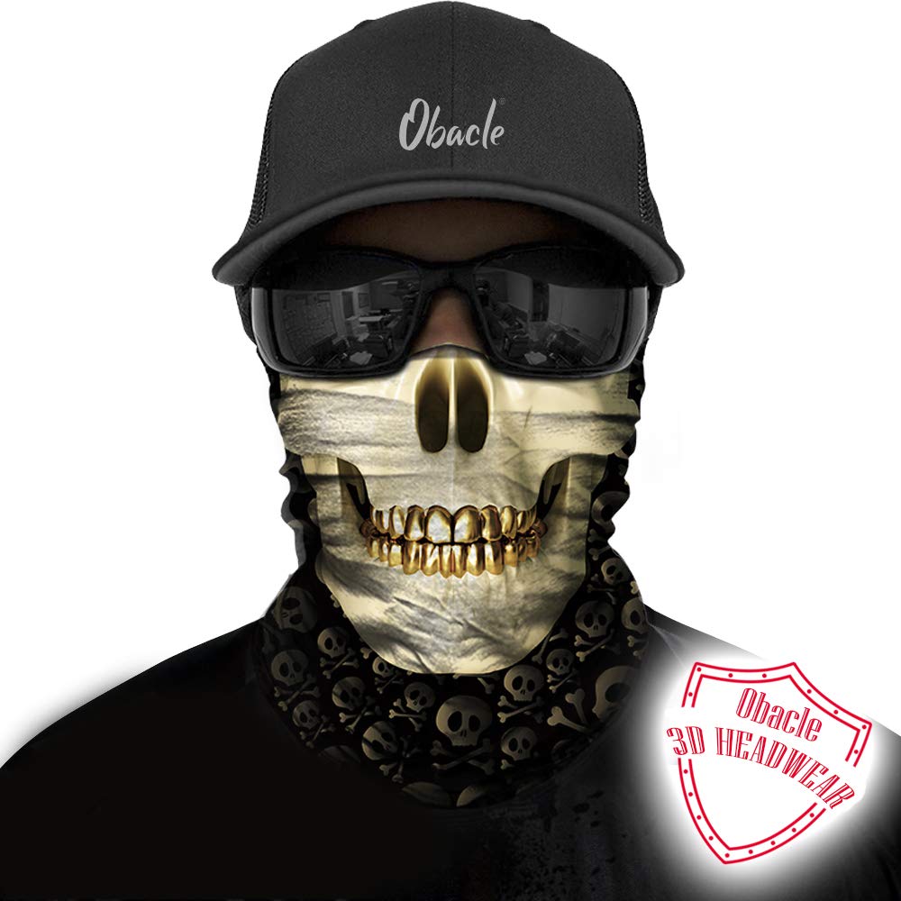 Obacle Skull Face Mask For Dust Wind Uv Sun Protection Seamless 3D Face Mask Bandana For Men Women Durable Thin Breathable Skele