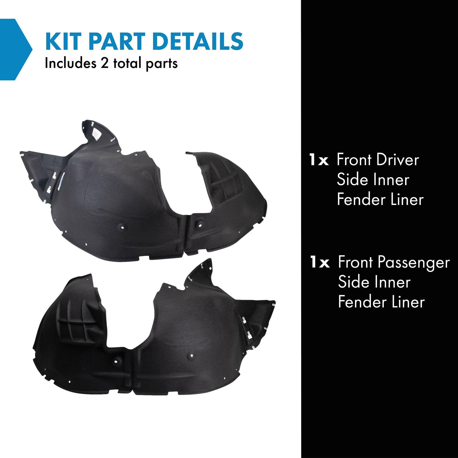 Trq Front Inner Fender Liner Set Compatible With 2017-2018 Gmc Acadia Gm1248290 Gm1249290