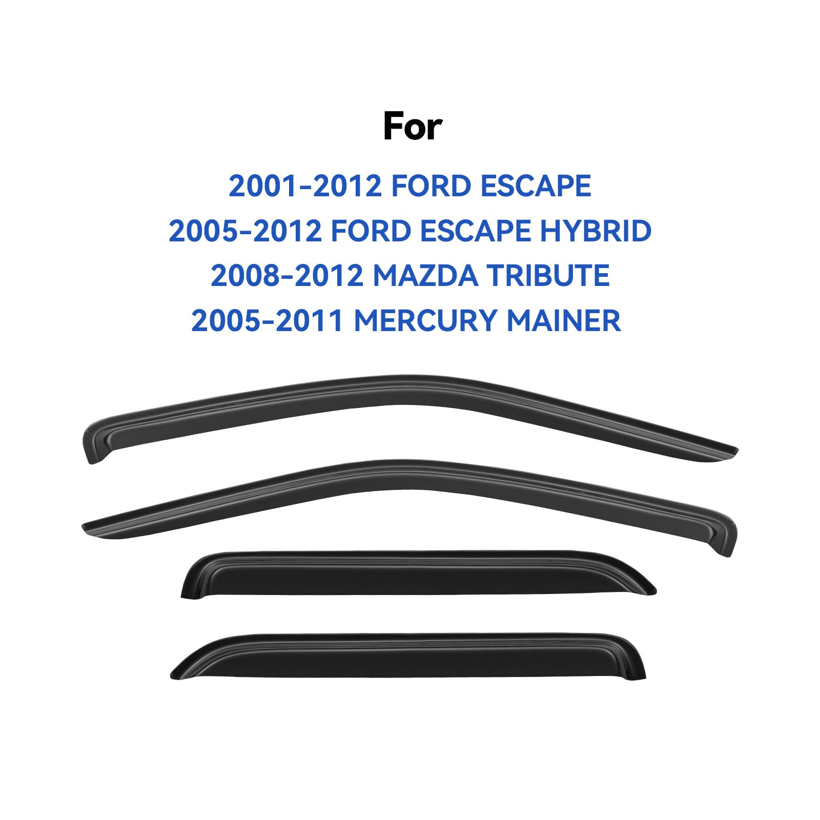 Window Visors Rain Guards Shield for 2001-2012 Ford Escape, Out-Channel Window Vent Wind Deflectors Visors Shades for 2005-2012