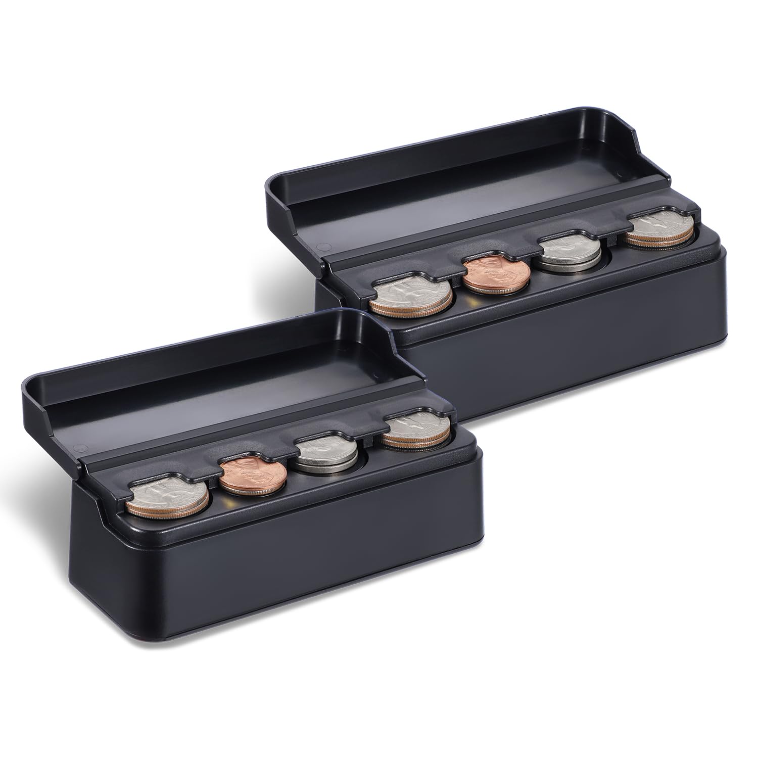 Singaro Coin Holder For Car, Coin Change Organizer Compatible With Coins Of Different Sizes, Dash-Mounted Holder Suitable For Mo