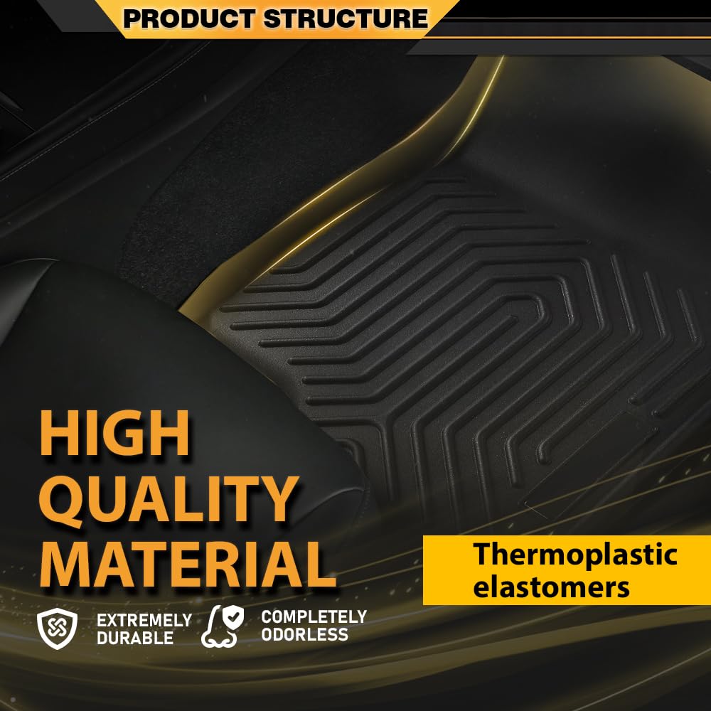 TPE 3PCS Floor Mats Liners Compatible with Chevy Silverado & GMC Sierra 1500 Crew Cab 2007-2013/2500 3500 Crew Cab 2007-2014, 1s