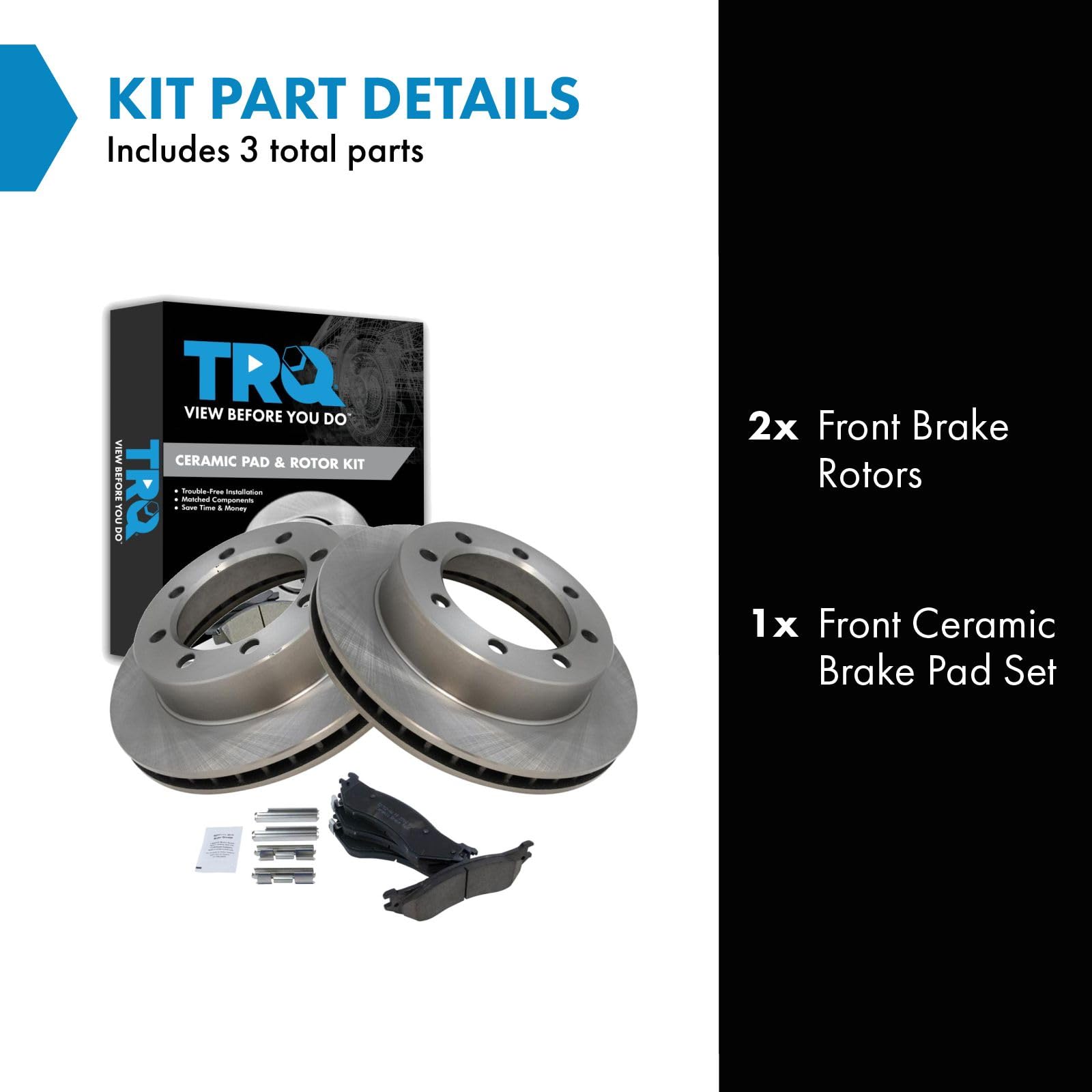 Trq Front Brake Pad & Rotor Kit Brake Pads Brake Rotor Ceramic Compatible With 1997 Ford F-250