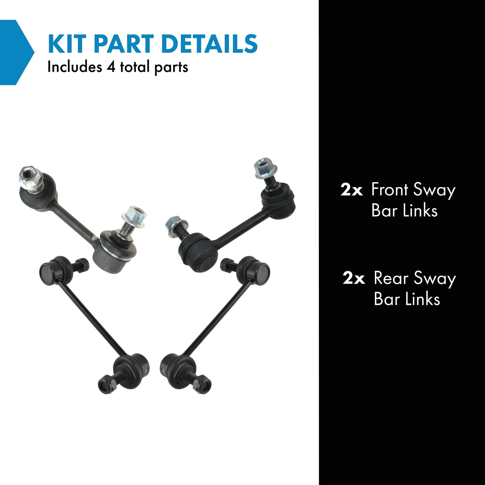Trq Sway Bar Stabilizer Link Set Front & Rear Compatible With 97-01 Prelude