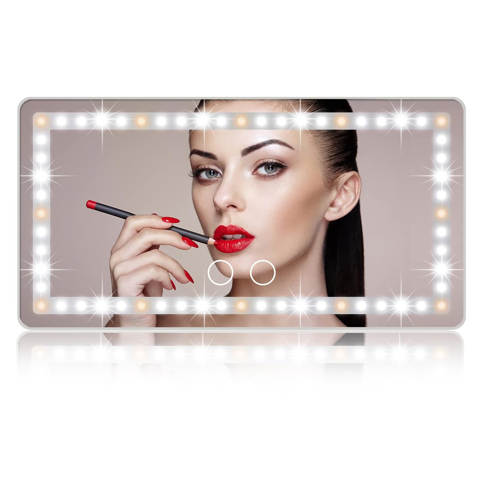 Car Sun Visor Vanity Mirror, Rechargeable Makeup Mirrors With 3 Light Modes & 60 Leds- Dimmable Clip-On Rear View Sun-Shading Co