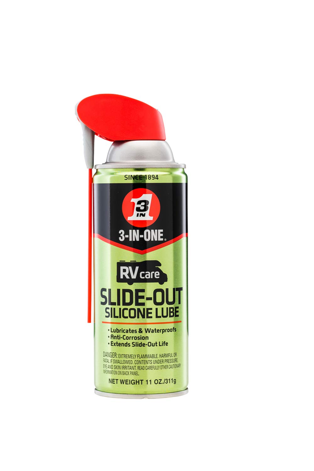 3-In-One Rvcare Slide-Out Silicone Lube With Smart Straw Sprays 2 Ways, 11 Oz [6-Pack]