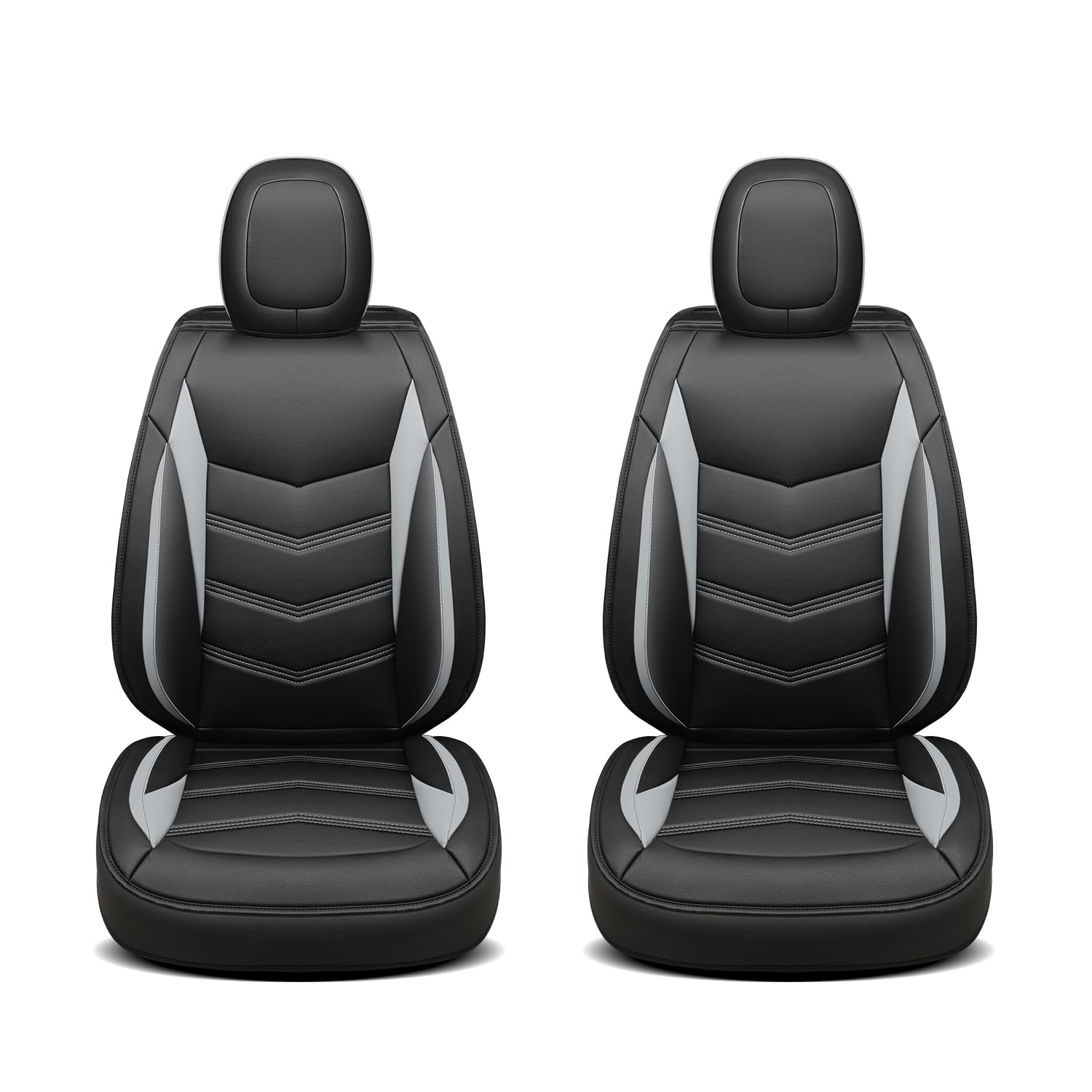 Luckyman Club M9-2 Front-Only Seat Covers For Toyota Tacoma 2024-2025 With Waterproof Faux Leather (Front Only, Gray)