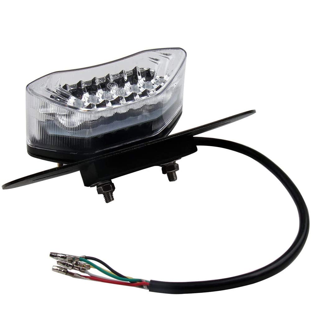 Anki Happigo 12V 16 Led Universal Motorcycle Integrated Brake Tail Running Light Turn Signla License Plate Lamp (Clear Cover)