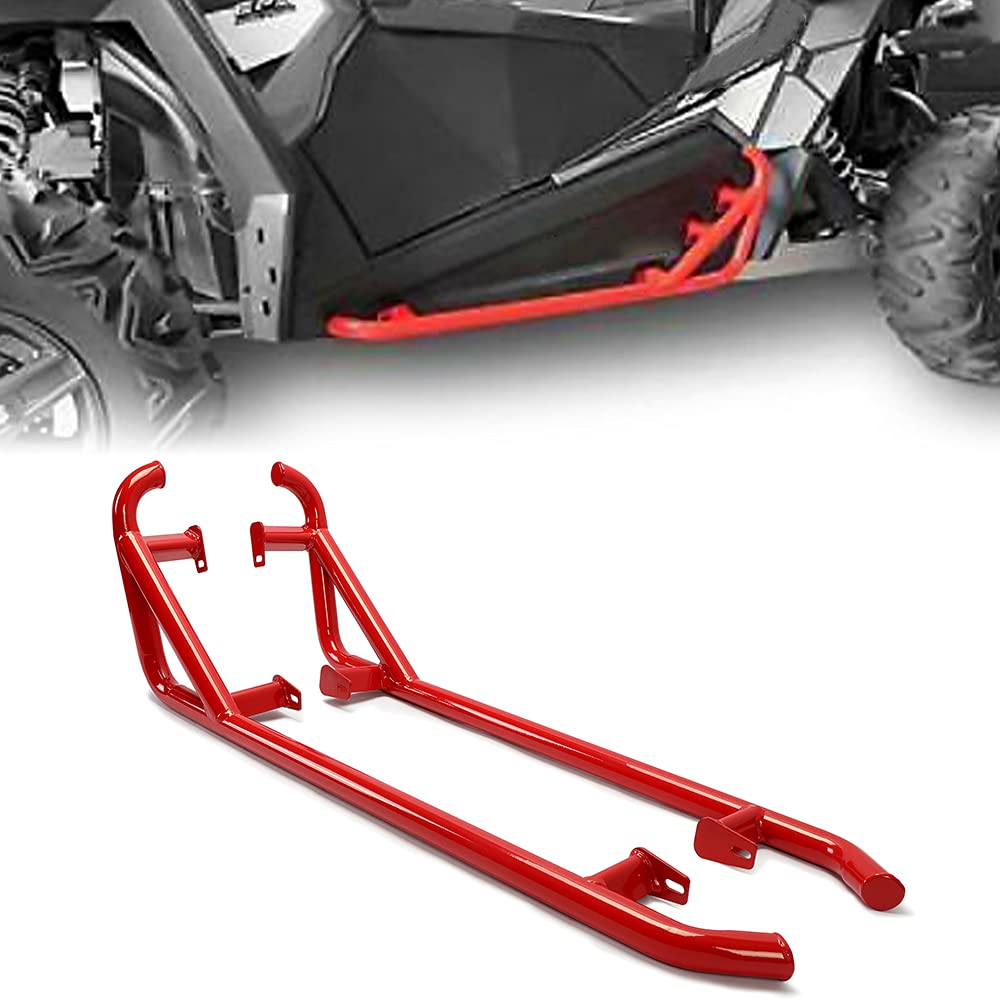 Ecotric Red Nerf Bars Rock Sliders Compatible With 2014-2023 Polaris Rzr Xp 1000/ Turbo/Turbo S, Rzr 900/900 Xc/S 900/ S 1000 (2 Doors) Left & Right Side Steps - 2 Seater