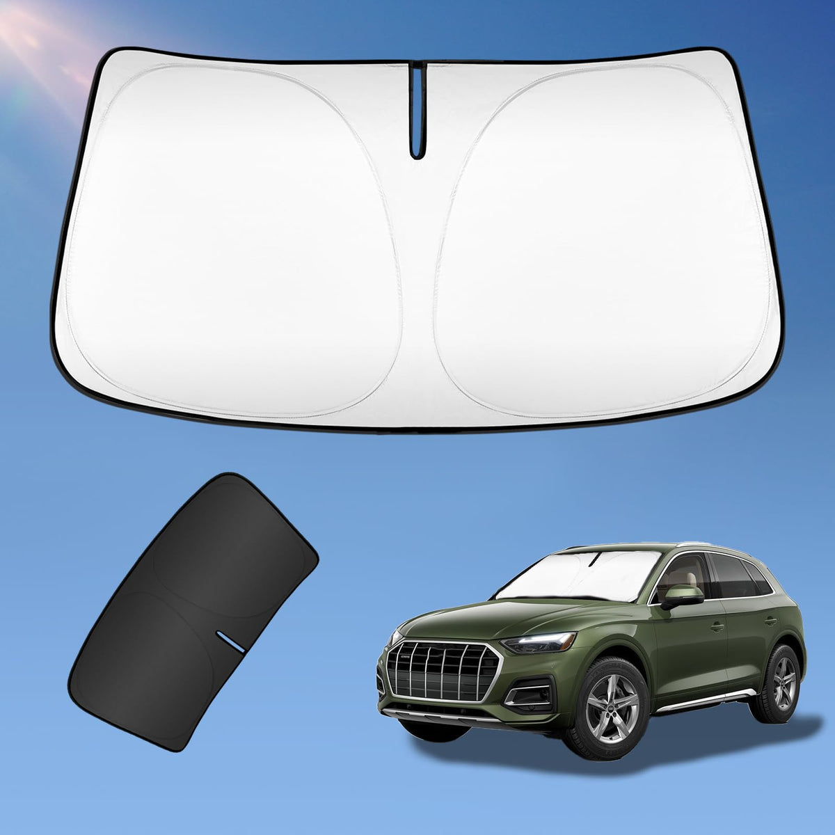 Sun Shade Sunshade For Audi Q5 2018-2024 2025 Windshield Cover, 2-Layers Sun Shield For Q5 Sq5 Premium, Premium Plus, Prestige C