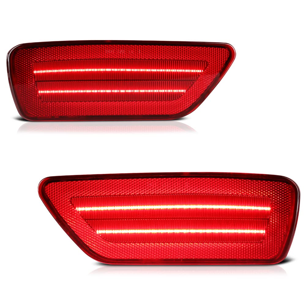 VIPMOTOZ [Dual Function]Full LED Rear Bumper Reflector Brake Lights Compatible With 2011-2021 Grand Cherokee Compatible with Dod