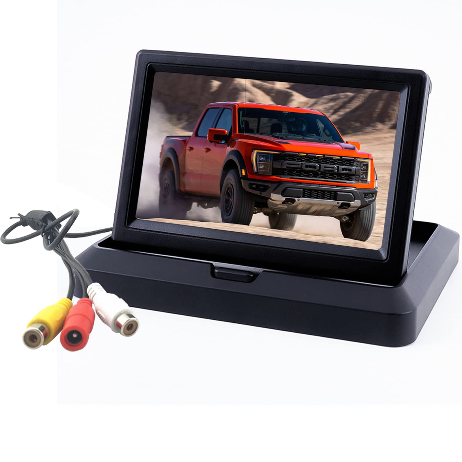5 Inch Foldable Tft Lcd Backup Camera Monitor Only Rear View Reverse Display Screen, V1/V2 Two Video Input, 12V/24V Vehicle Back
