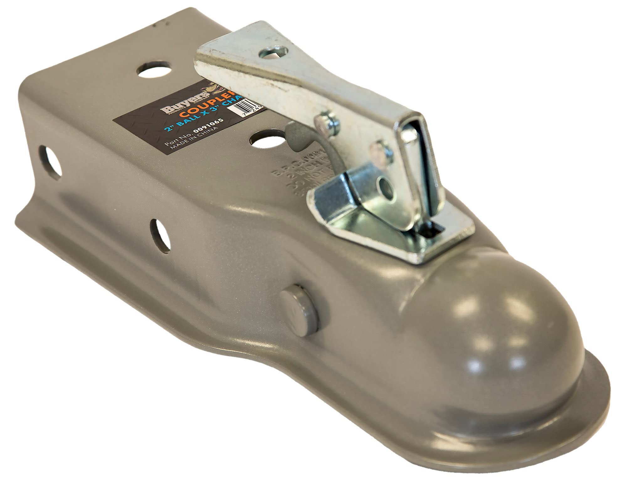 Buyers Products 0091065 Straight Tongue Trailer Coupler For 3-Inch Channel, 2-Inch Hitch Ball, 3,500 Mgtw, Class 2, Primer Finis