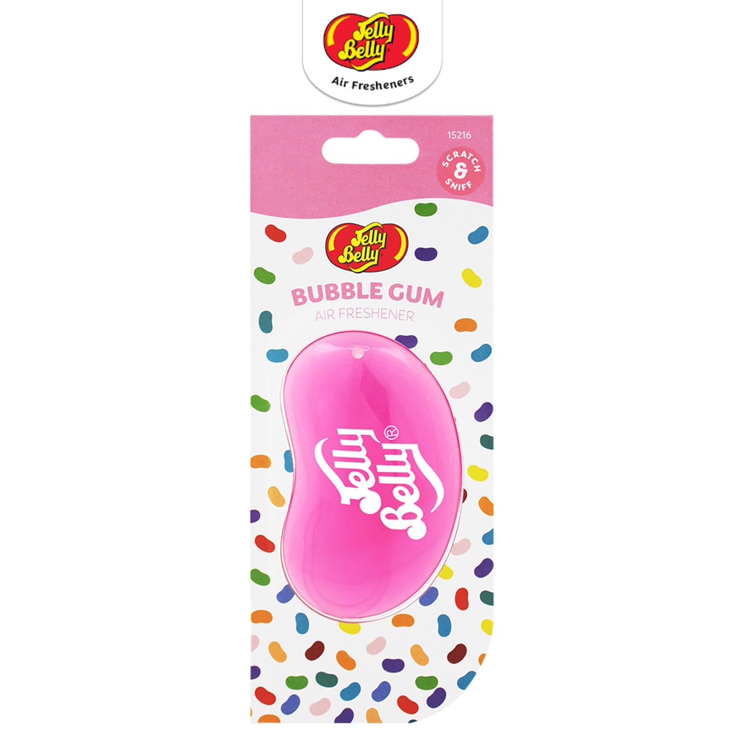 Jelly Belly Car Air Freshener - Bubble Gum 3D Hanging Freshener. Car Scent Lasts Up To 30 Days, Air Freshener Car, Home Or Office. Genuine Jelly Belly Car Air Fresheners For Women, Men And Kids