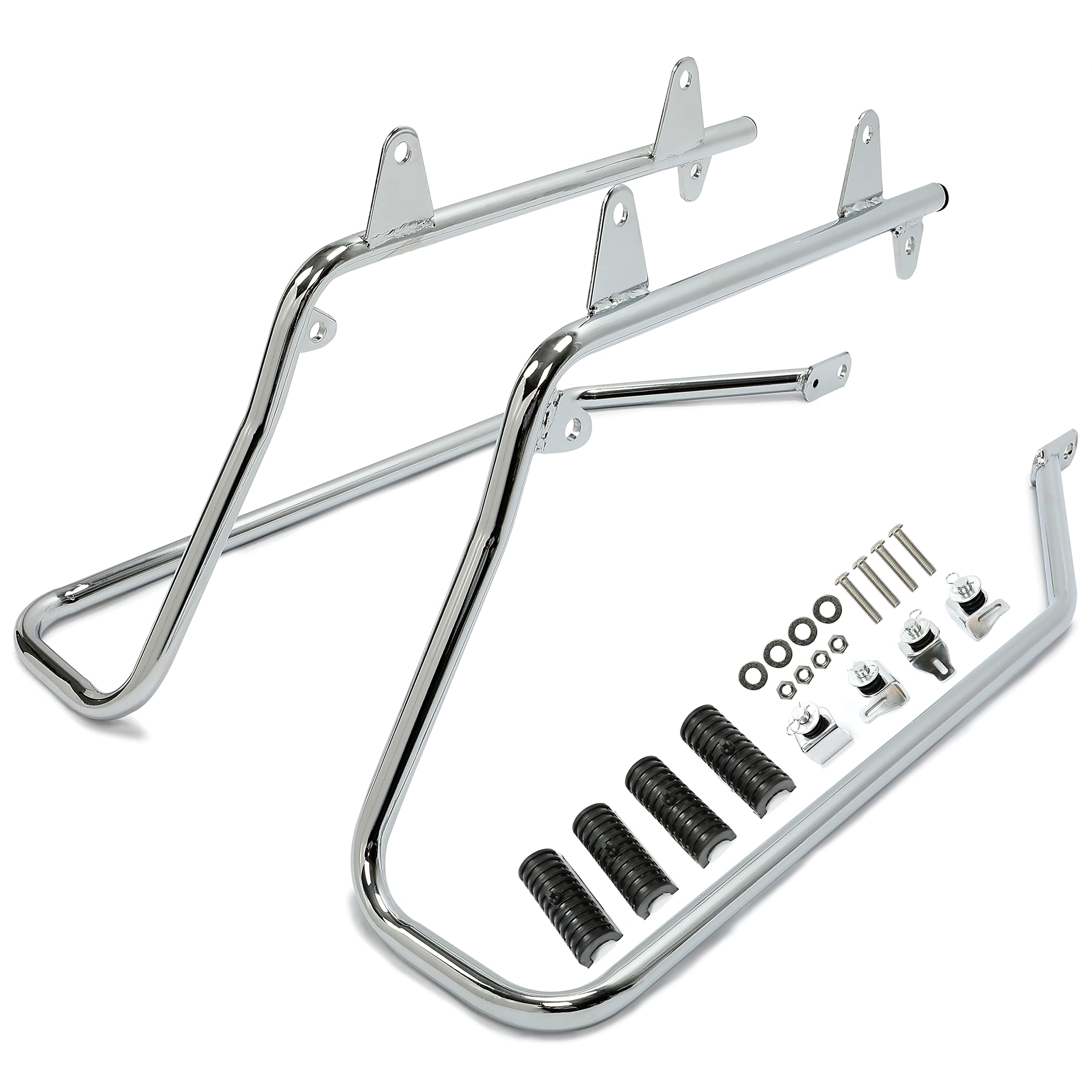 Ecotric Saddlebag Conversion Brackets Mounts Compatible With 1986-2013 Harley Davidson Softail W/Hardware Chrome